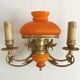 Double wall light in brass and orange opaline, 1960s.