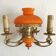 Applique double en laiton et opaline orange, années 1960