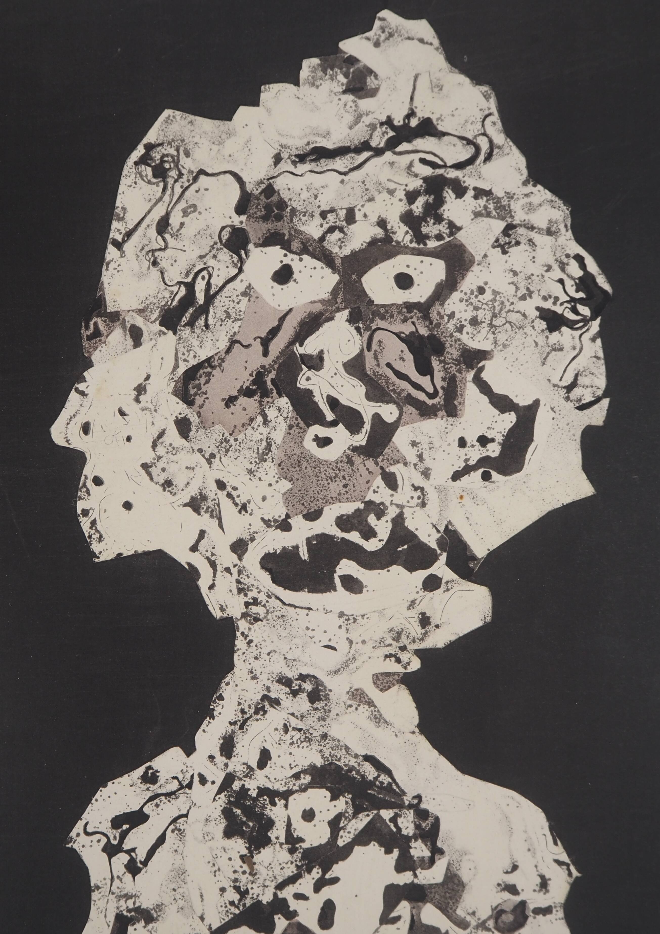 jean dubuffet: portrait - lithograph and stencil