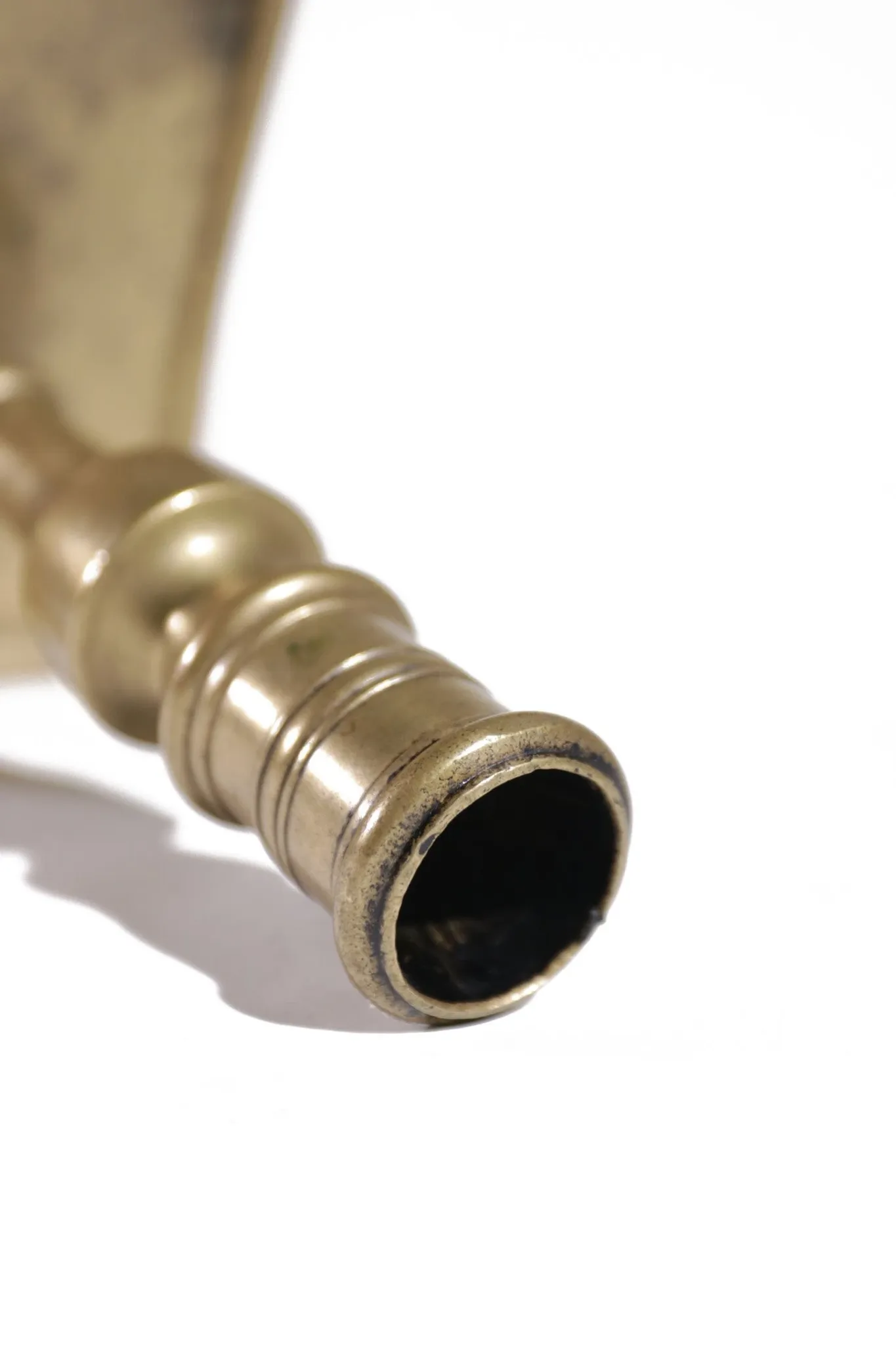 17th-century Spanish brass candlestick with square base