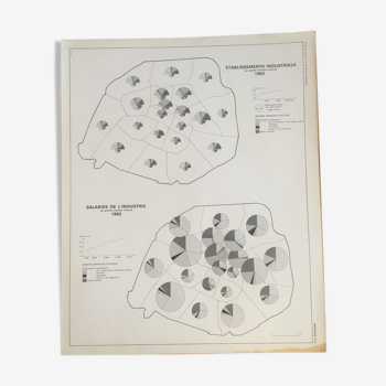 Carte plan Paris vintage 1963