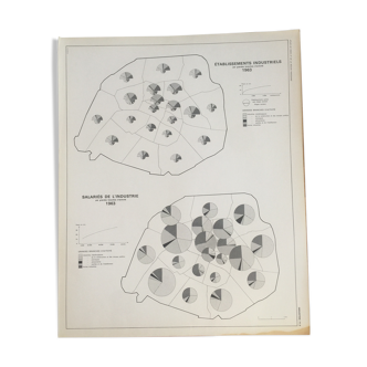 Carte plan Paris vintage 1963