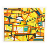 Abstract Cubist Table - Oil on Canvas Signed B. Géral