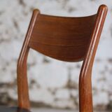 4 Scandinavian Fristho Franeker chairs in teak and faux leather, 1960.