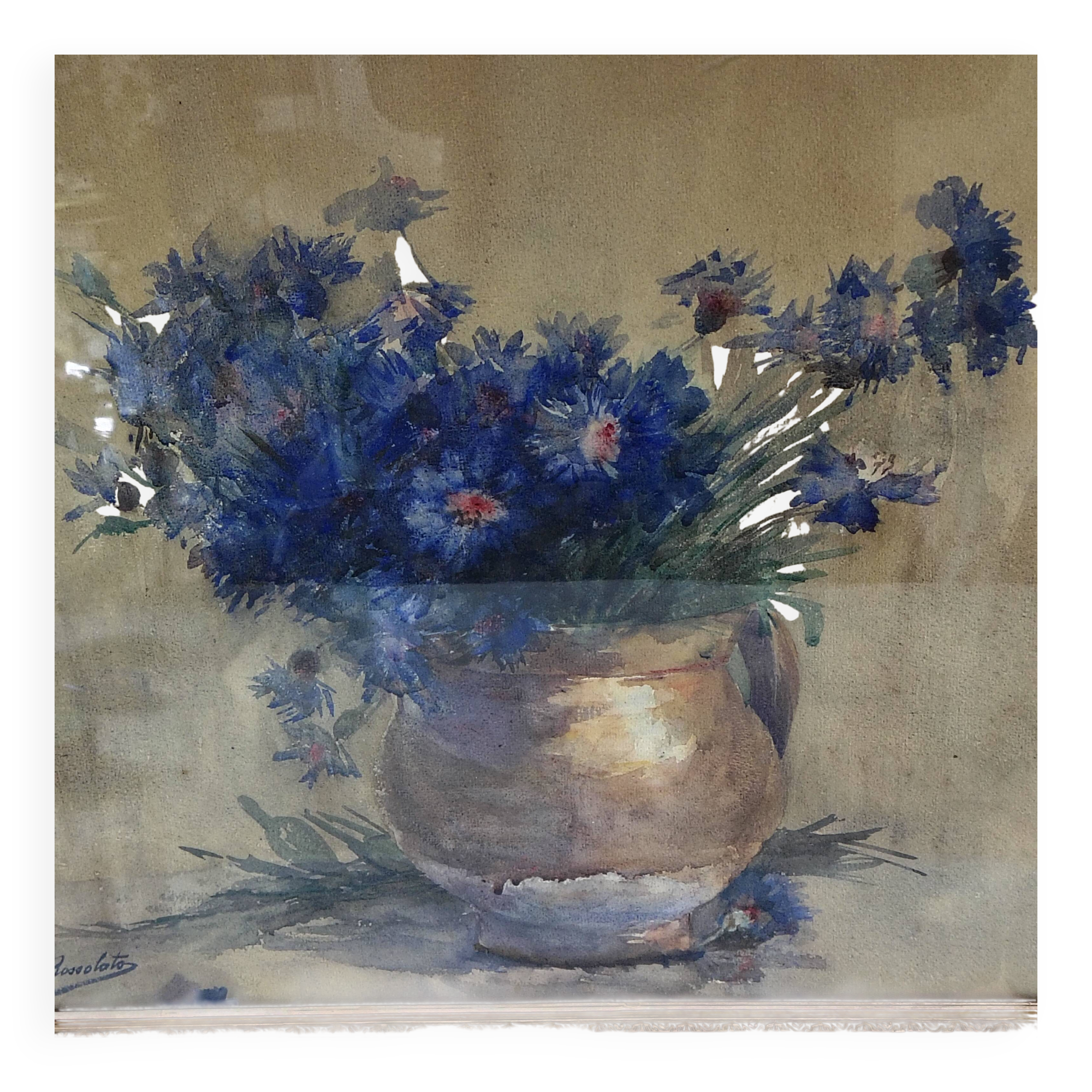 Nature morte en aquarelle italienne début XXe