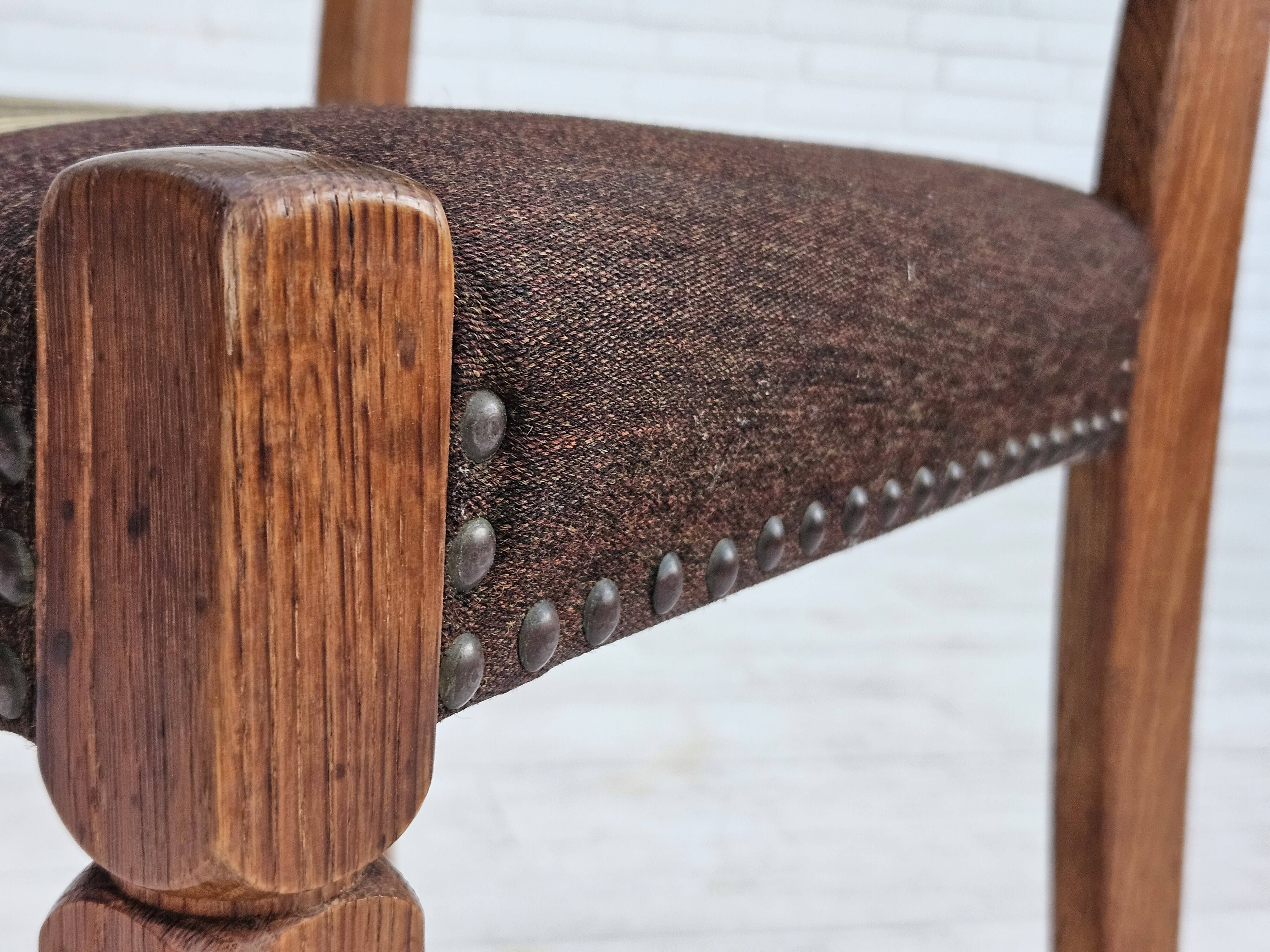 1970s, set 6 pcs of Danish dinning chairs, original good condition, oak wood.