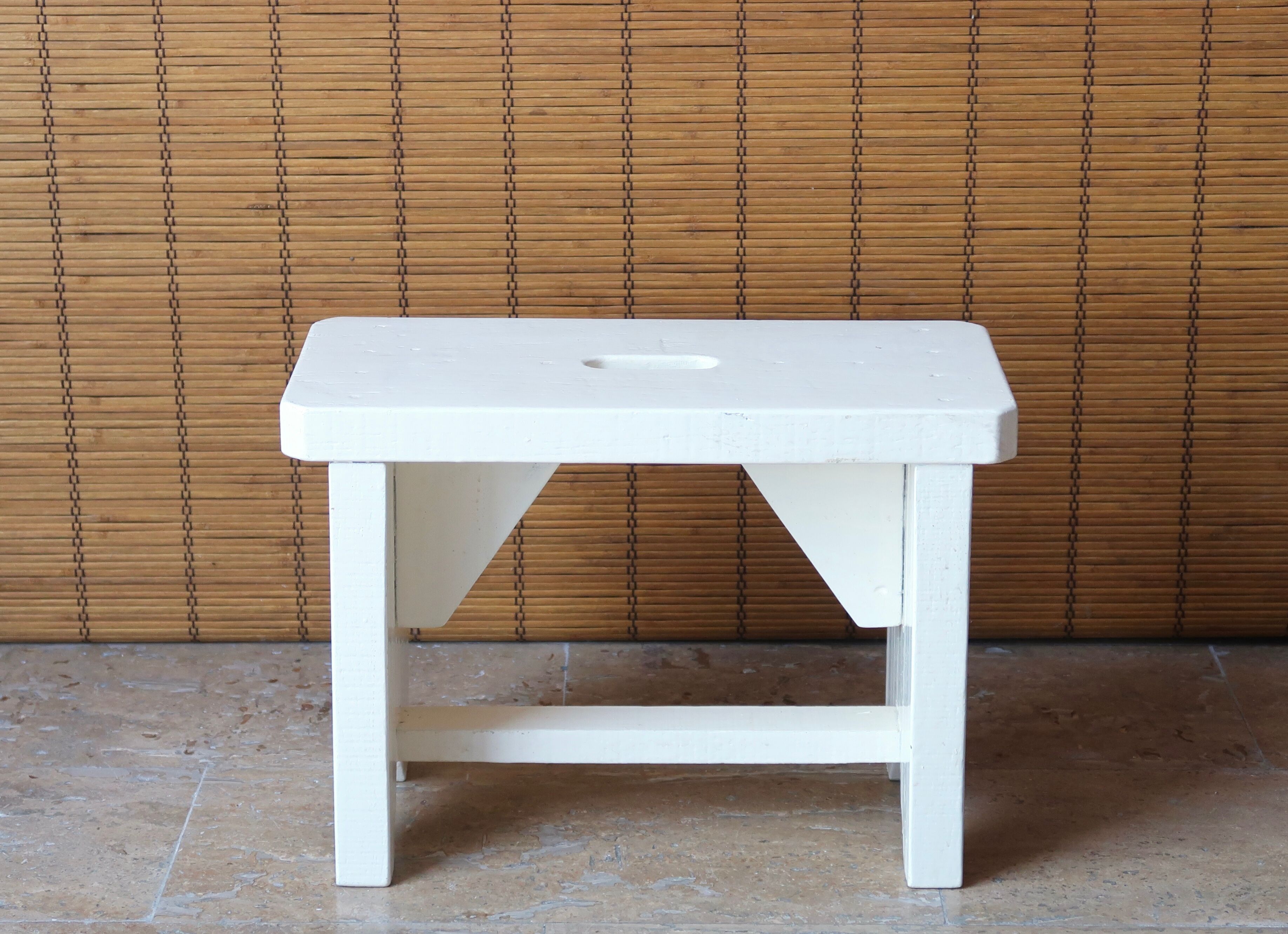 bench rests white wooden feet, 50s