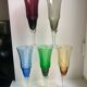 Set of 5 colorful champagne flutes feet worked 60-70s