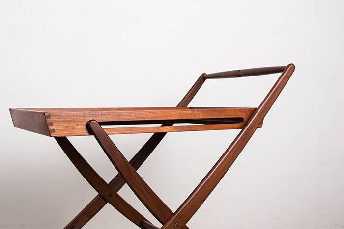 Danish folding teak rolling table, Svend Aage Madsen/Illums Bolhigus.