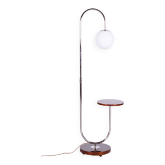 Restored ArtDeco Floor Lamp, J. Halabala, UP Zavody, Chrome, Czechia, 1930s