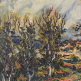 Oil painting of field with trees - signed 'marc'
