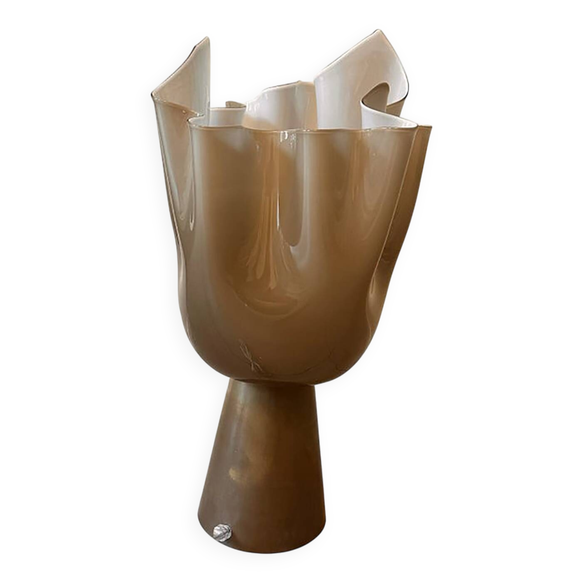 Contemporary Milky-Beige Murano Style Glass Table Lamp