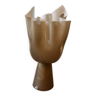 Contemporary Milky-Beige Murano Style Glass Table Lamp