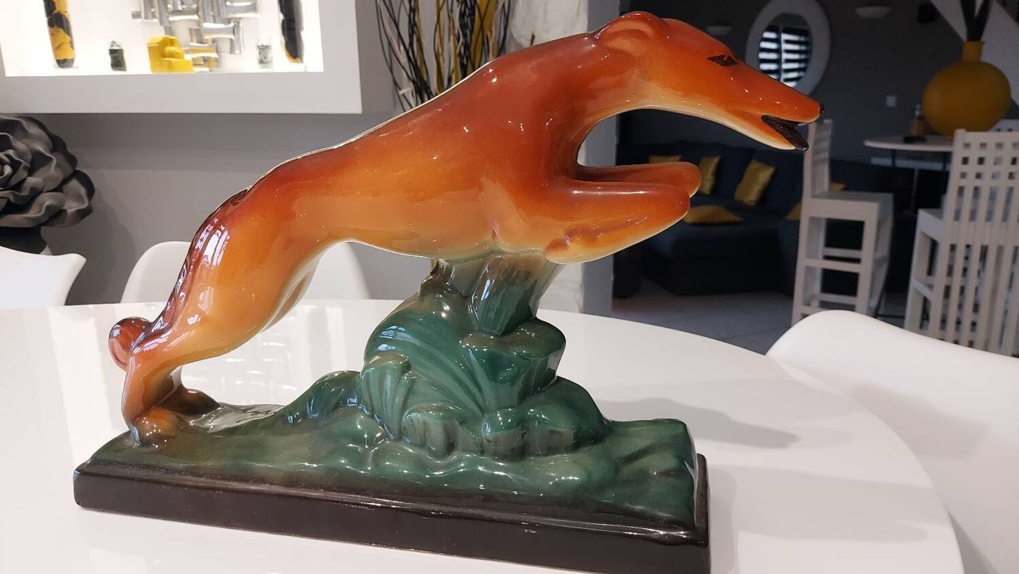 Sculture ceramique lévrier art déco années 1930