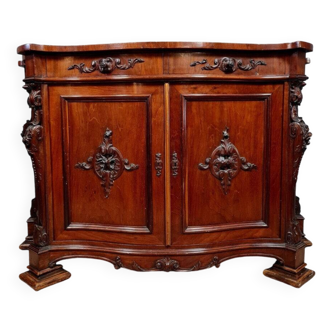Buffet "Boulle" galbé toutes faces époque Napoleon III en acajou vers 1850