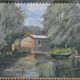 Painting painting landscape countryside river pond lake boat boat