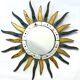 Sun-shaped mirror, wooden frame, circa 1980.