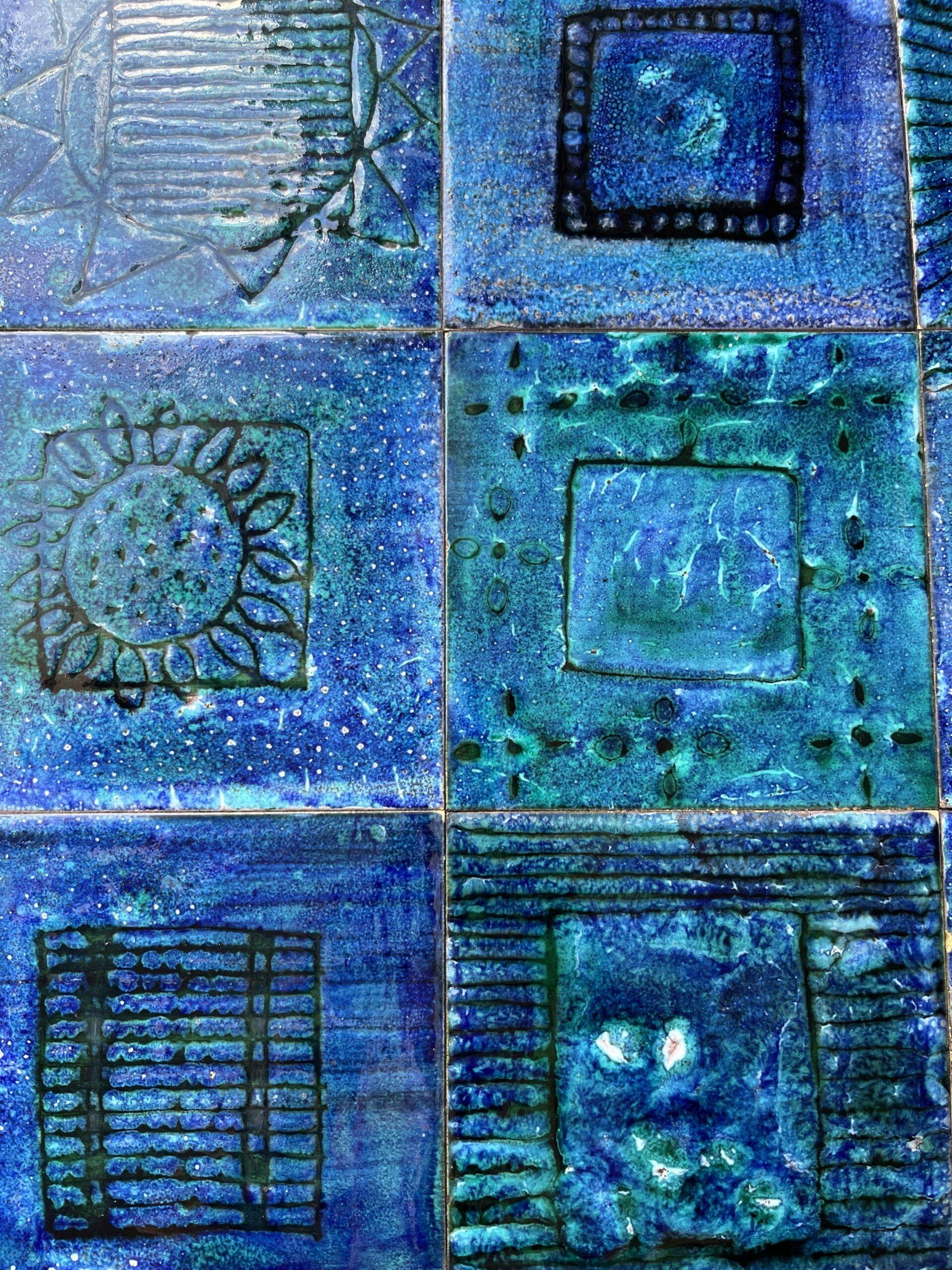 Blue ceramic coffee table by Robert & Jean CLOUTIER circa 1960