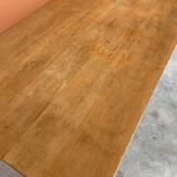 Large beech bistro coffee table and cast iron base French Paris bistro table