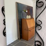 Vintage entrance mirror wrought iron with tablet  38x105cm