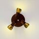Model 837 Trio-Light Adjustable Ceiling Lamp In Wood And Brass By Temde Leuchten, Switzerland 1960S