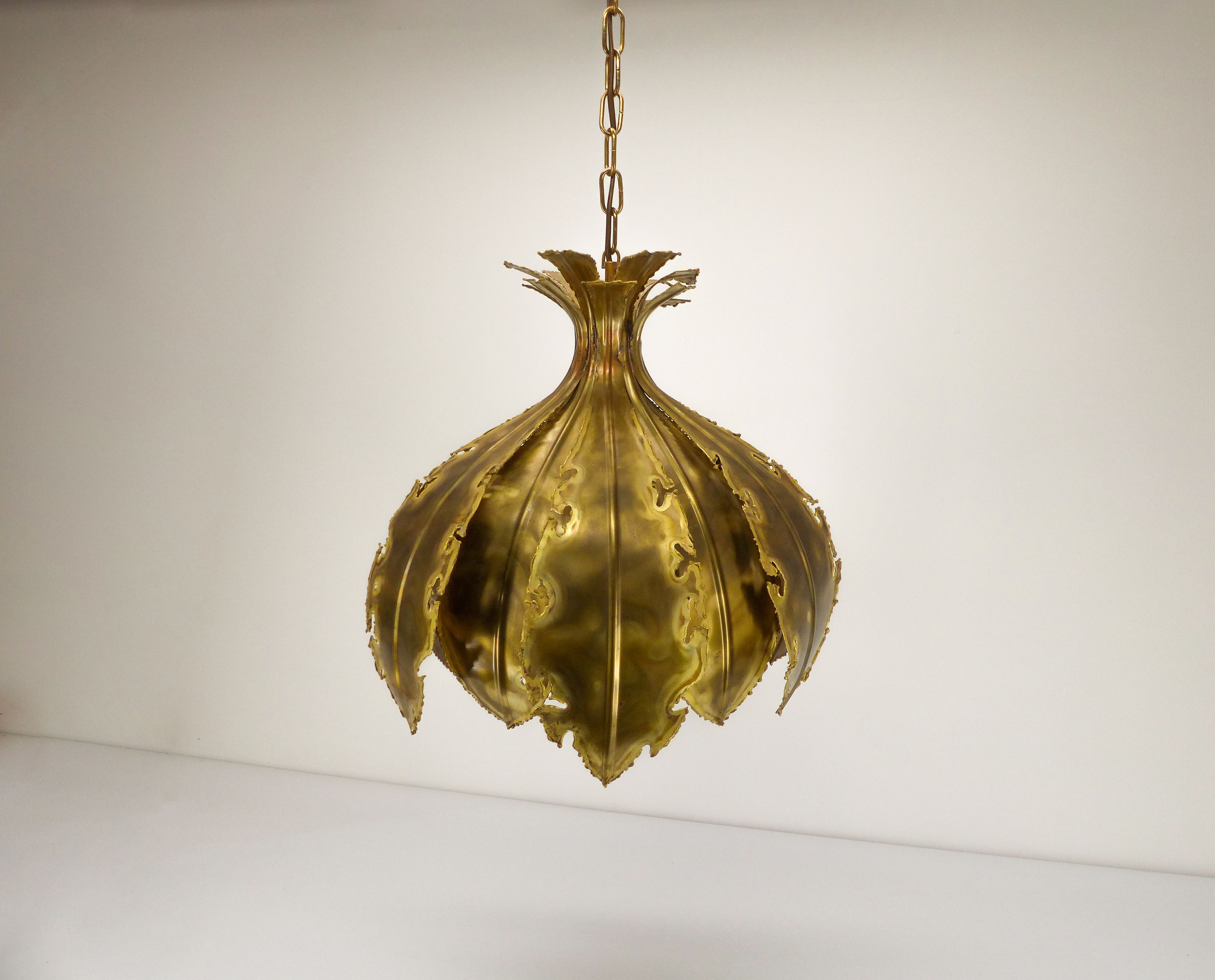 Brutalist brass pendant lamp Svend Aage Holm Sørensen 1960
