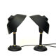 Black and classic Swedish pair of metal table lamps 1950s