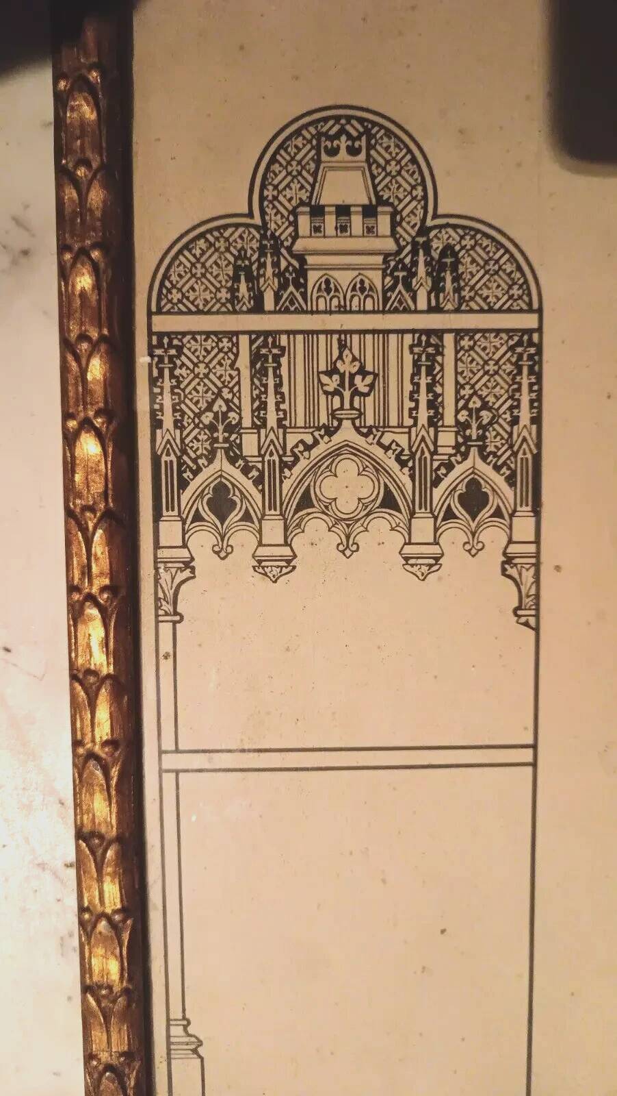 Ink drawing, early 1900s, study of stained glass windows