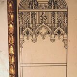 Ink drawing, early 1900s, study of stained glass windows
