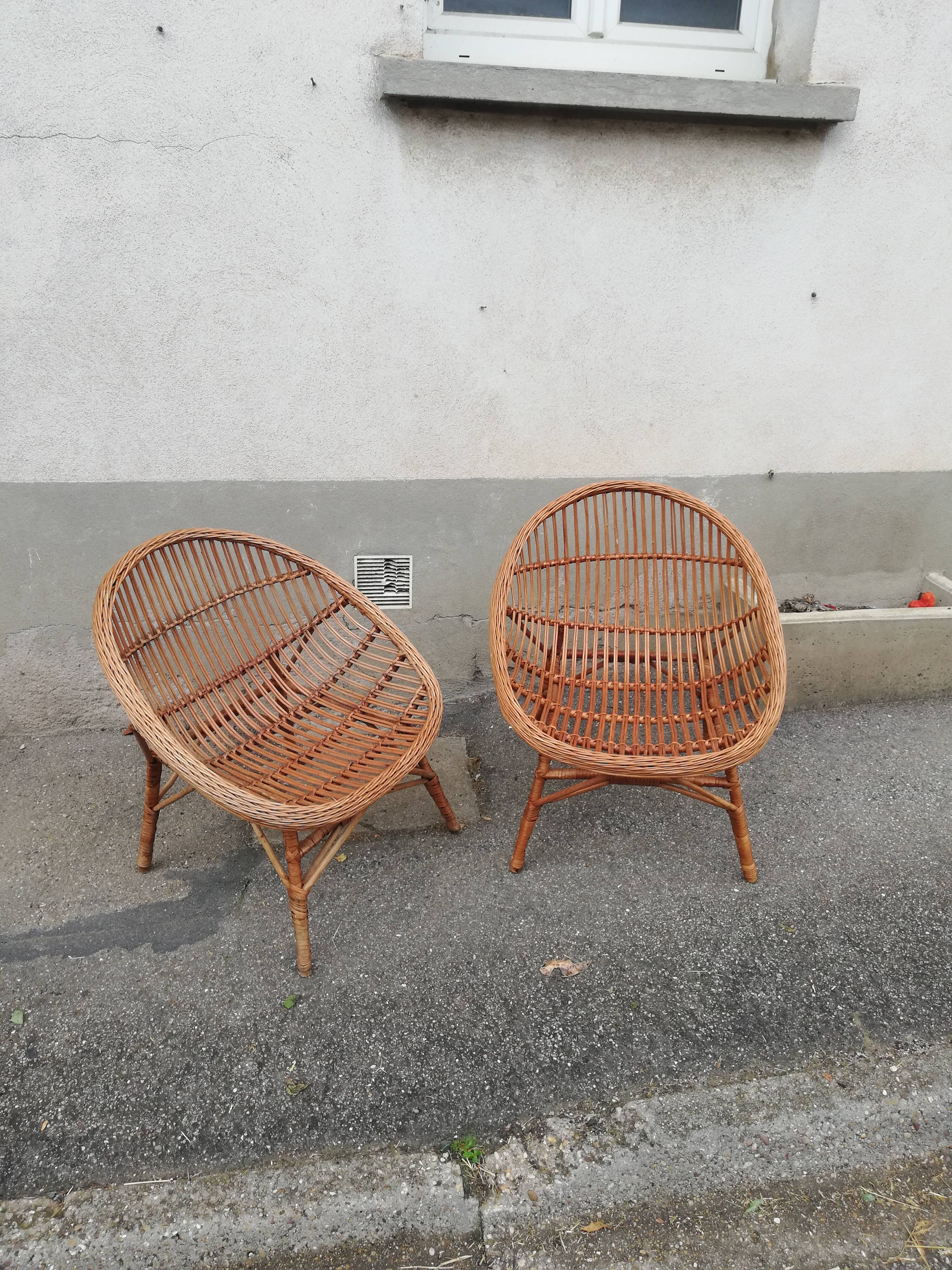 Paire de fauteuils vintage rotin