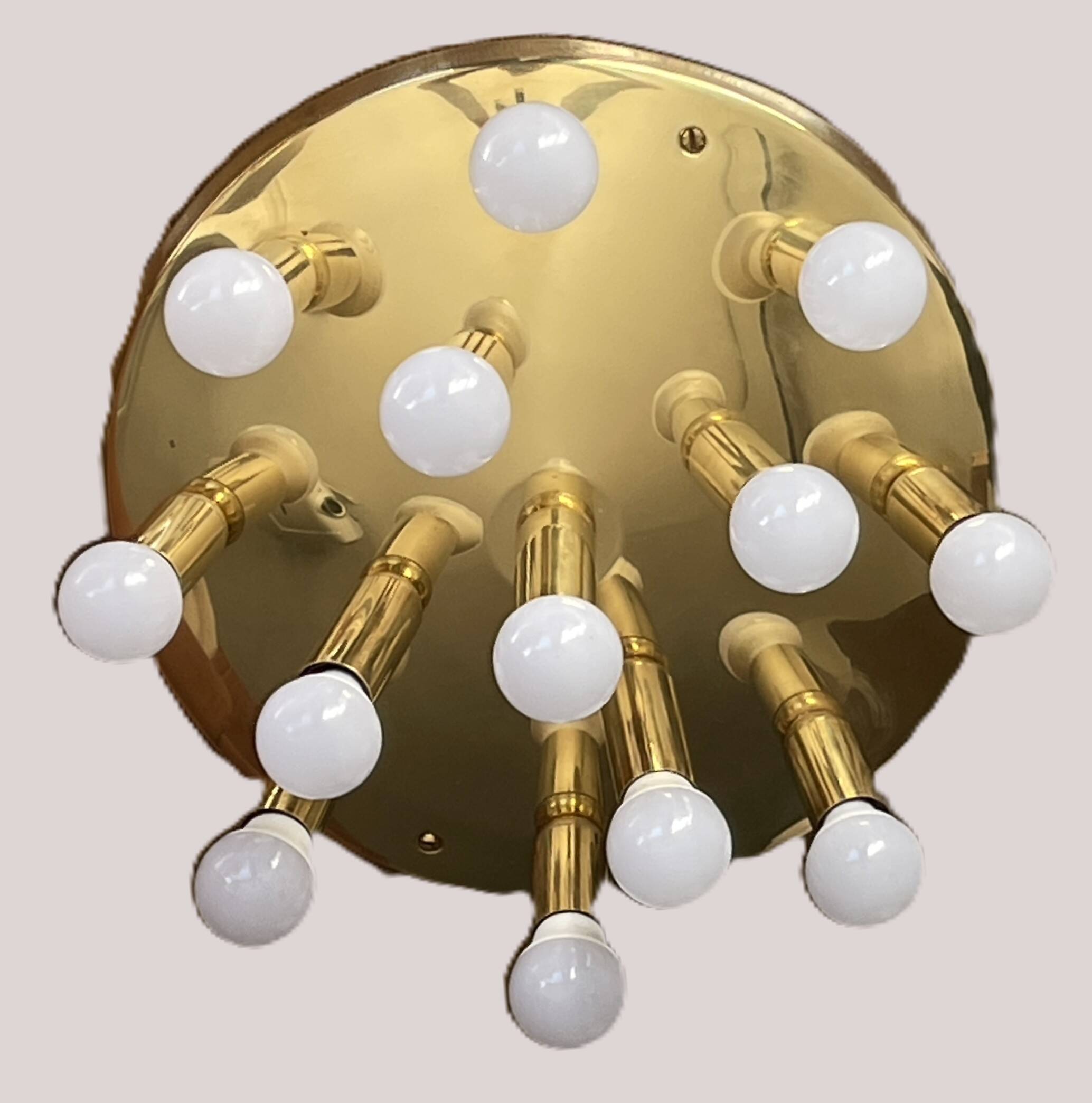 Brass ceiling light with 13 lights – TZ Leuchten, Germany, 1980