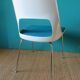6 chaises blanches à galette turquoise de Kay Korving. Danemark 1975