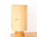 Wooden lamp, herbarium-style lampshade, 70s