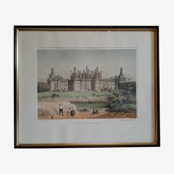 Lithograph of the Château de Chambord by Léon Auguste Asselineau