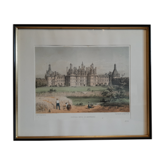 Lithograph of the Château de Chambord by Léon Auguste Asselineau