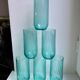 Set of 6 turquoise striped glasses 70s