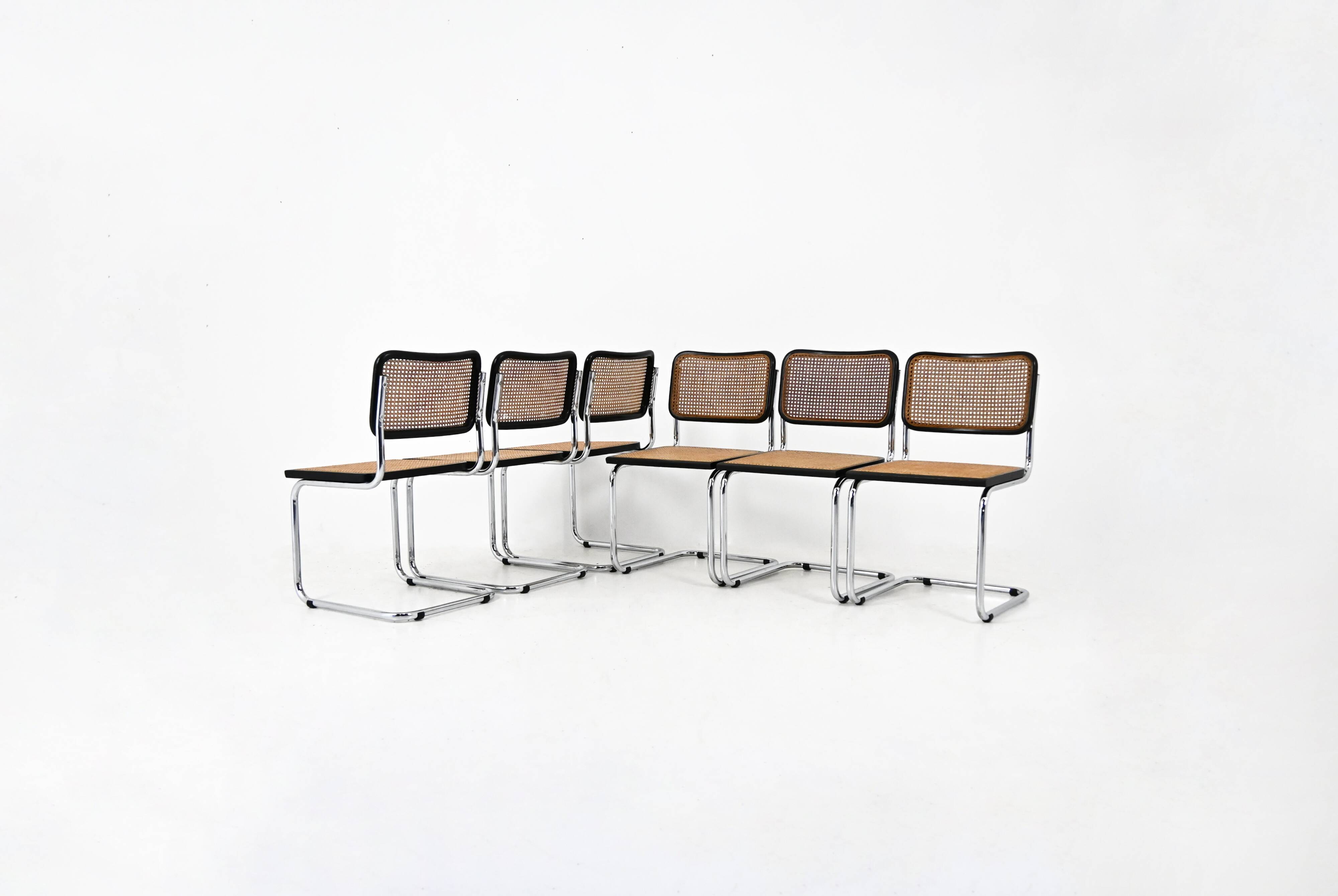Set of 6 dining chairs, model B32 by Marcel Breuer