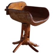 Unique sculptural pedestal armchair by the Finnish Matti Martikka in solid pine, 1960s.