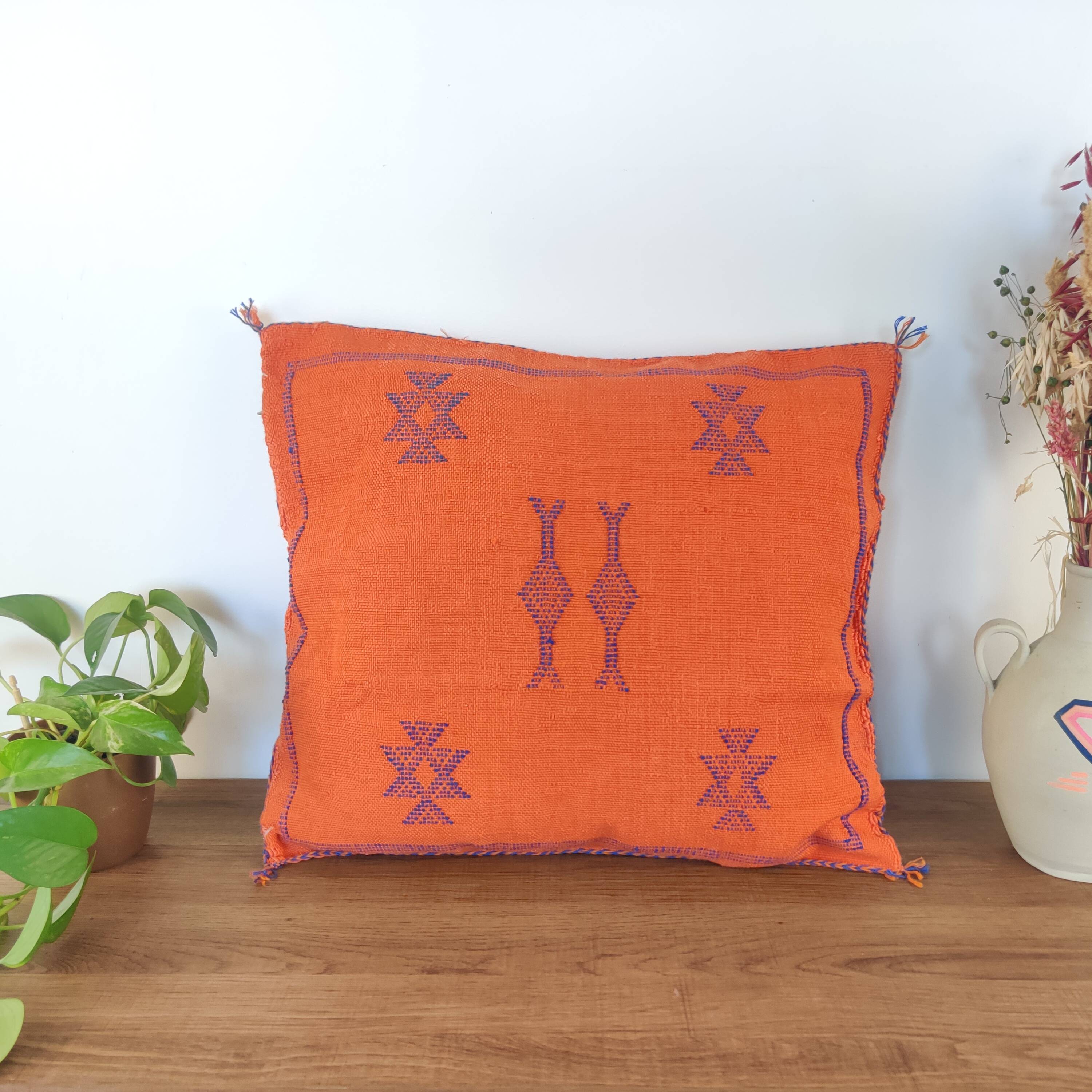 Sabra orange Berber cushion