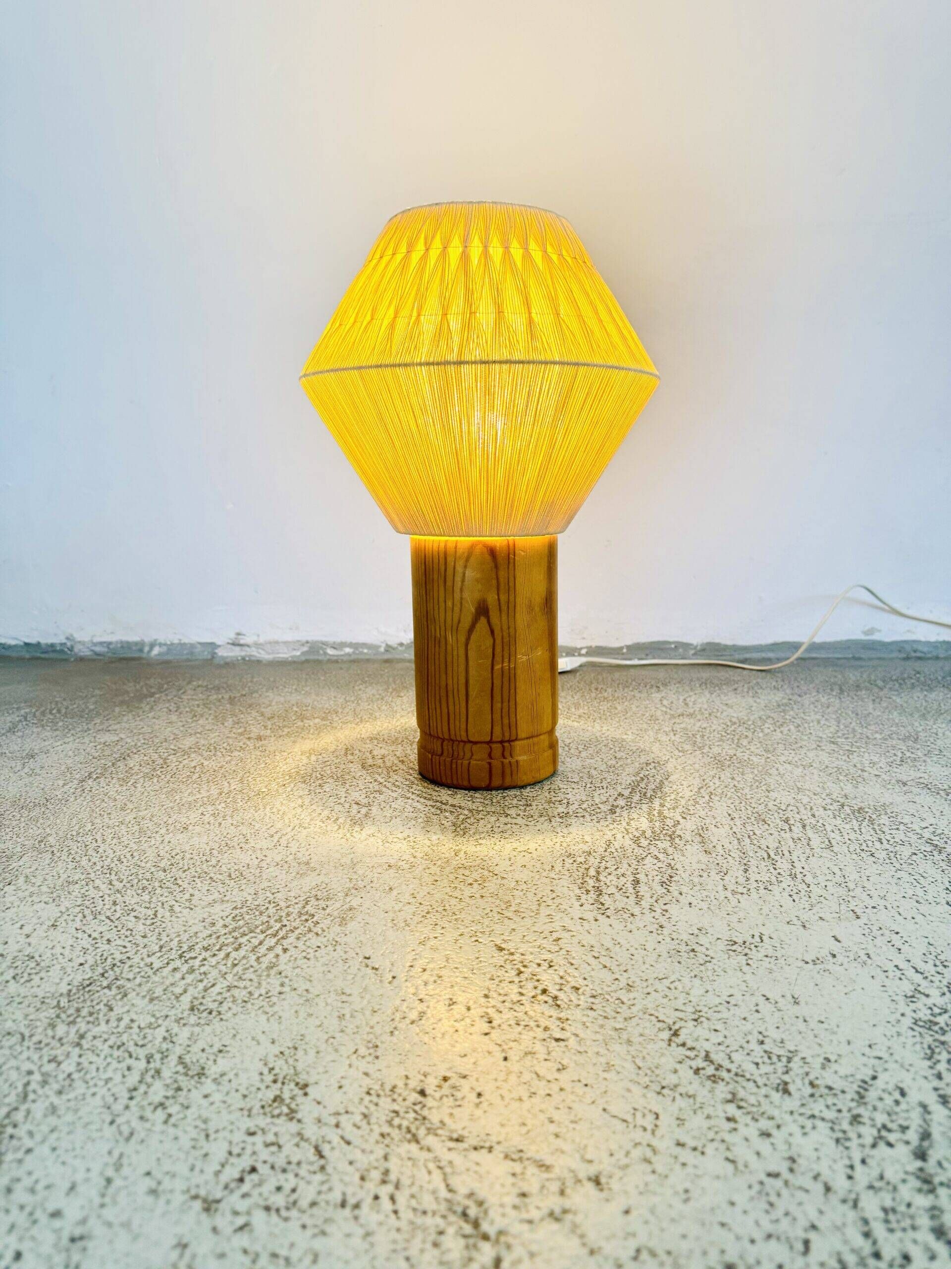 B-243 Wood & Sisal Table Lamp By Hans-Agne Jakobsson For Ab Ellysett, Sweden 1960S