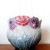Art Nouveau flowerpot with slip peonies