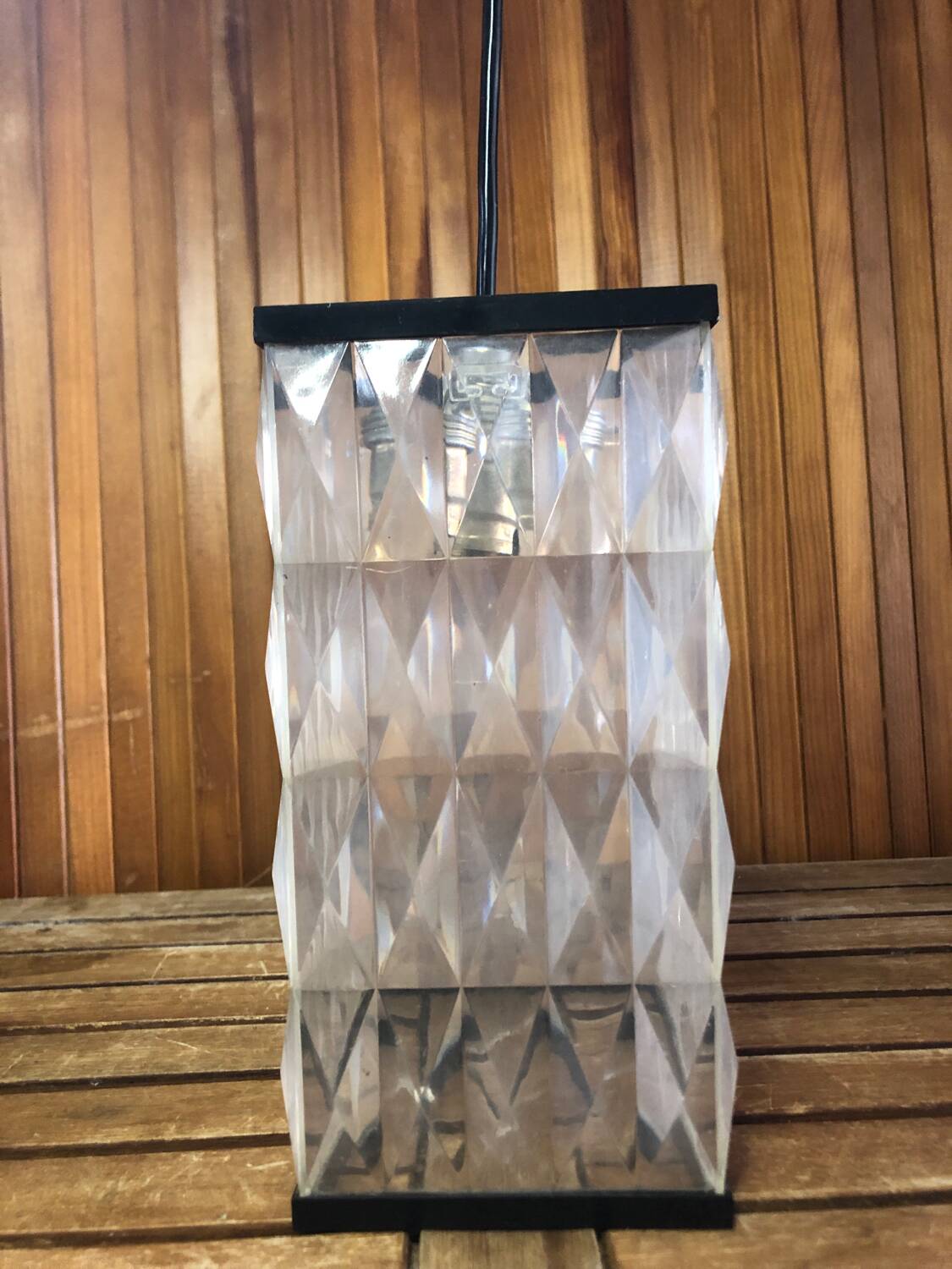 Old plexi + black bakelite pendant lamp 70s vintage