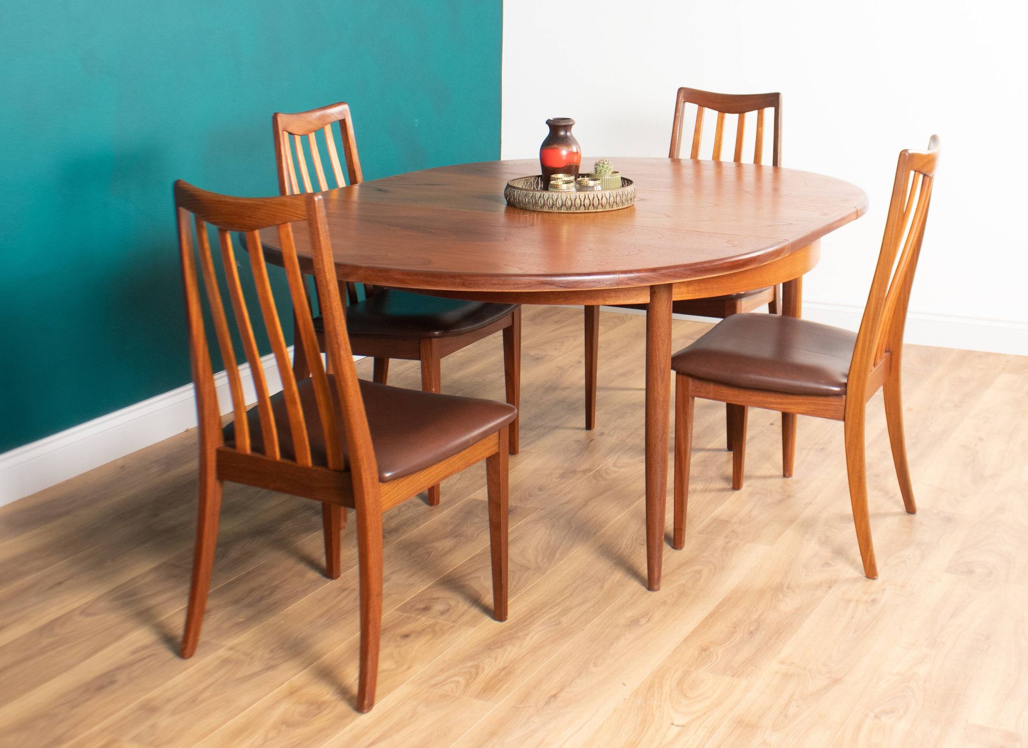 Retro Teak GPlan 1960s Fresco Dining Table & 4 Four Chairs By Victor Wilkins