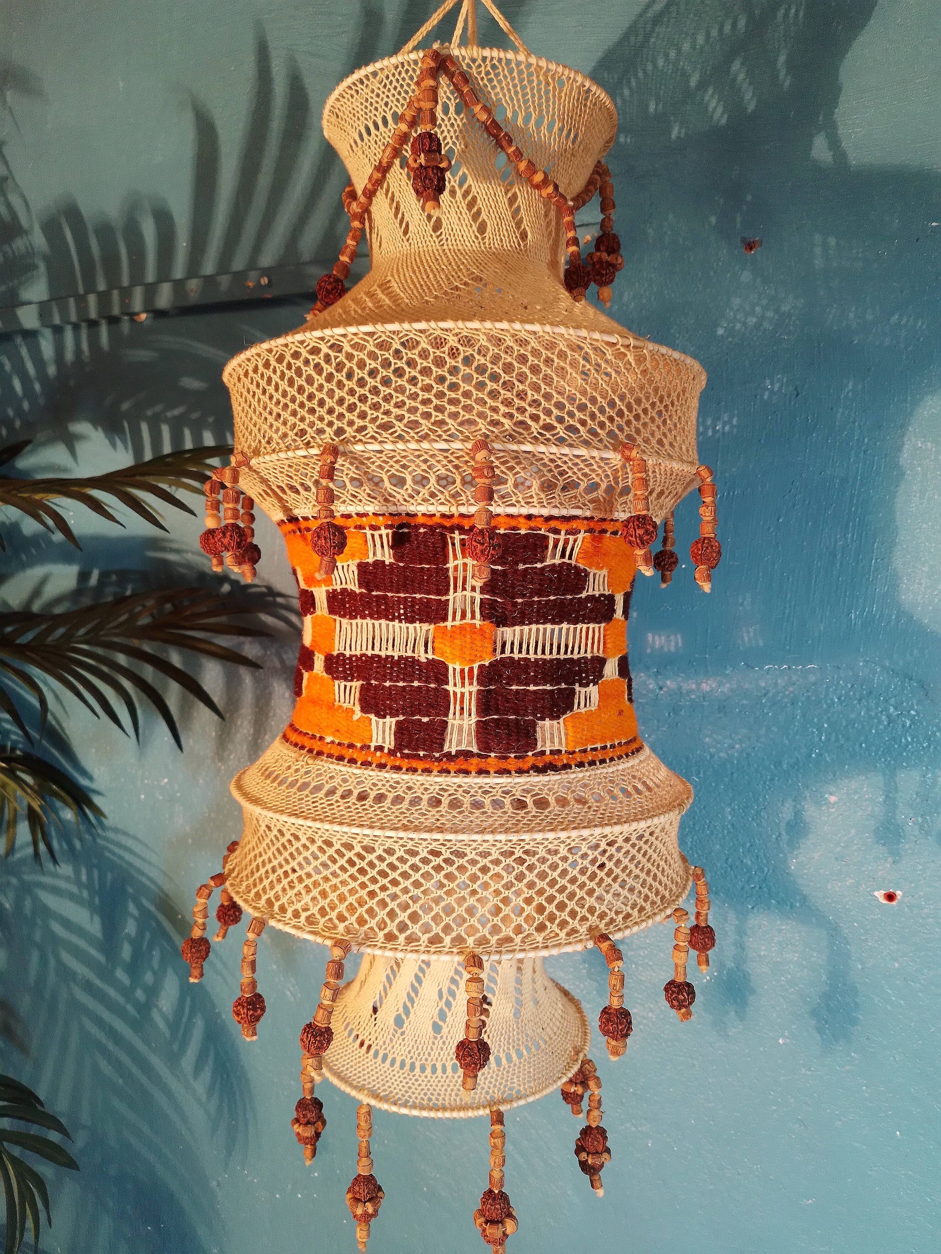 Scandinavian pendant lamp macramé, 1960s