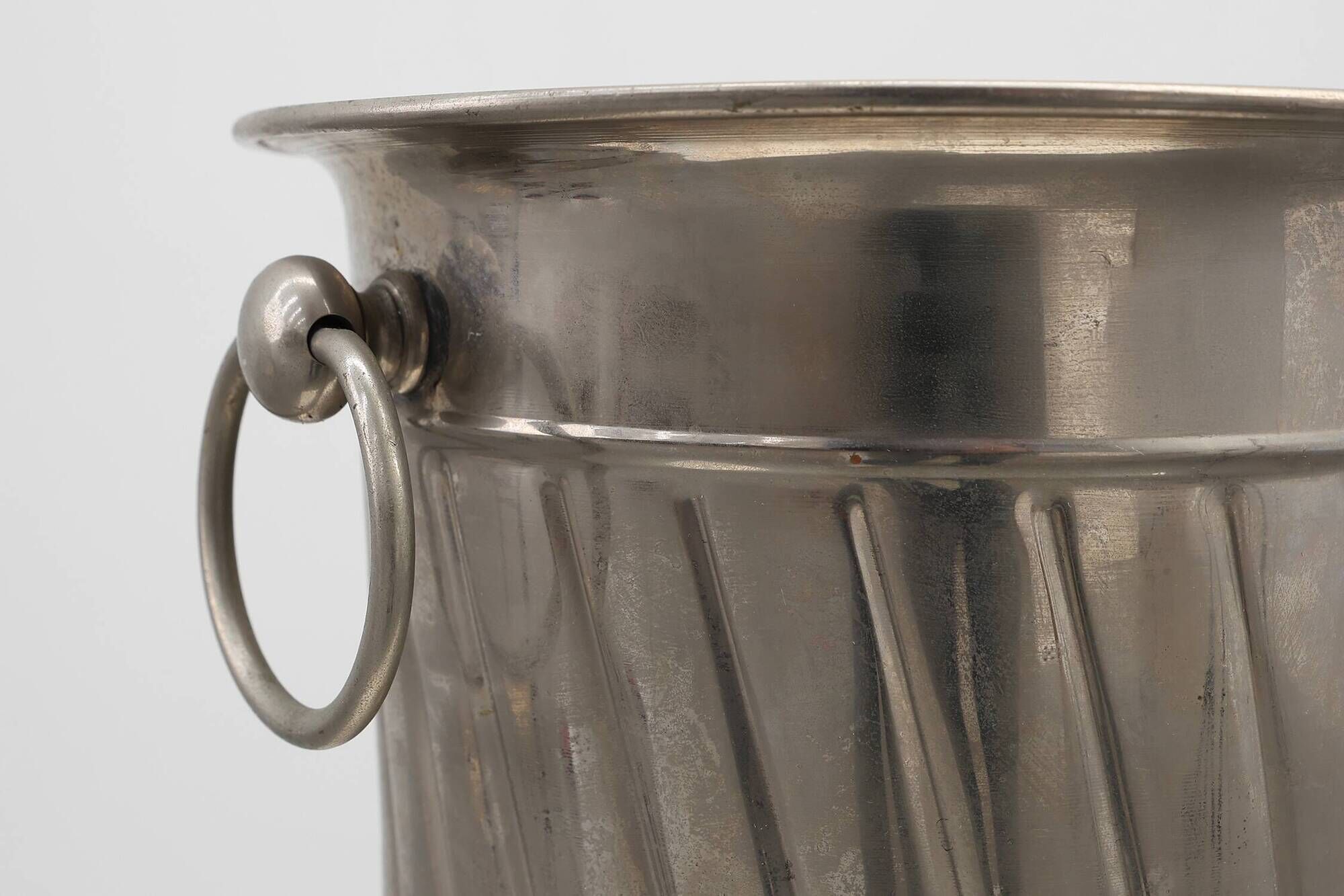 Art deco Metal Ice Bucket with Ring Handles, France 1920s