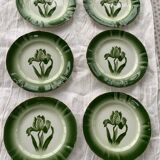 6 flat plates tulip pattern, longwy. Art deco