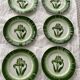 6 flat plates tulip pattern, longwy. Art deco