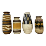 Set of 4 ceramic scheurich west Germany vases , 1970s