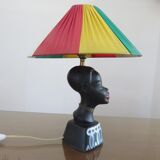 "African woman" lamp in matte black ceramic, 1950s-60s
