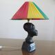 "African woman" lamp in matte black ceramic, 1950s-60s